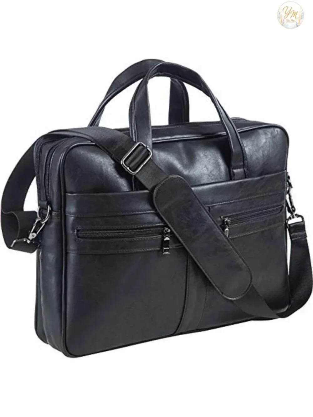 Men's Leather Laptop Messenger Bag Briefcase 17.3 Inch PU Leather Business